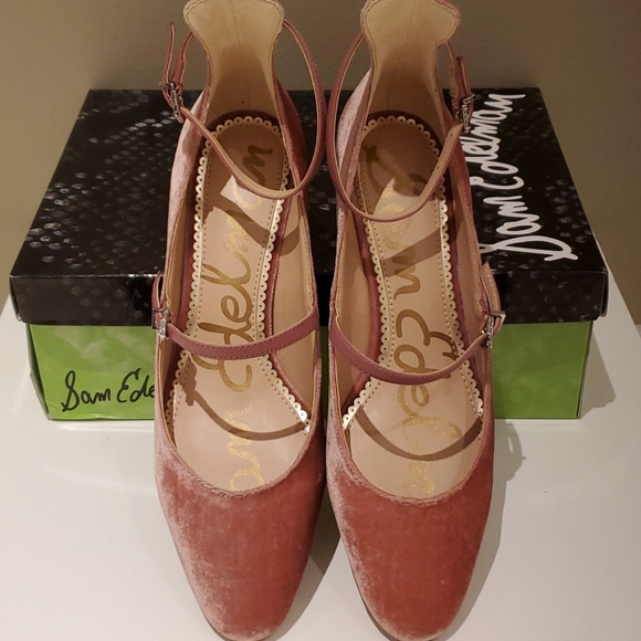 Sam Edelman Lulie Mary Jane Pumps Rose Velvet - Picture 5 of 10